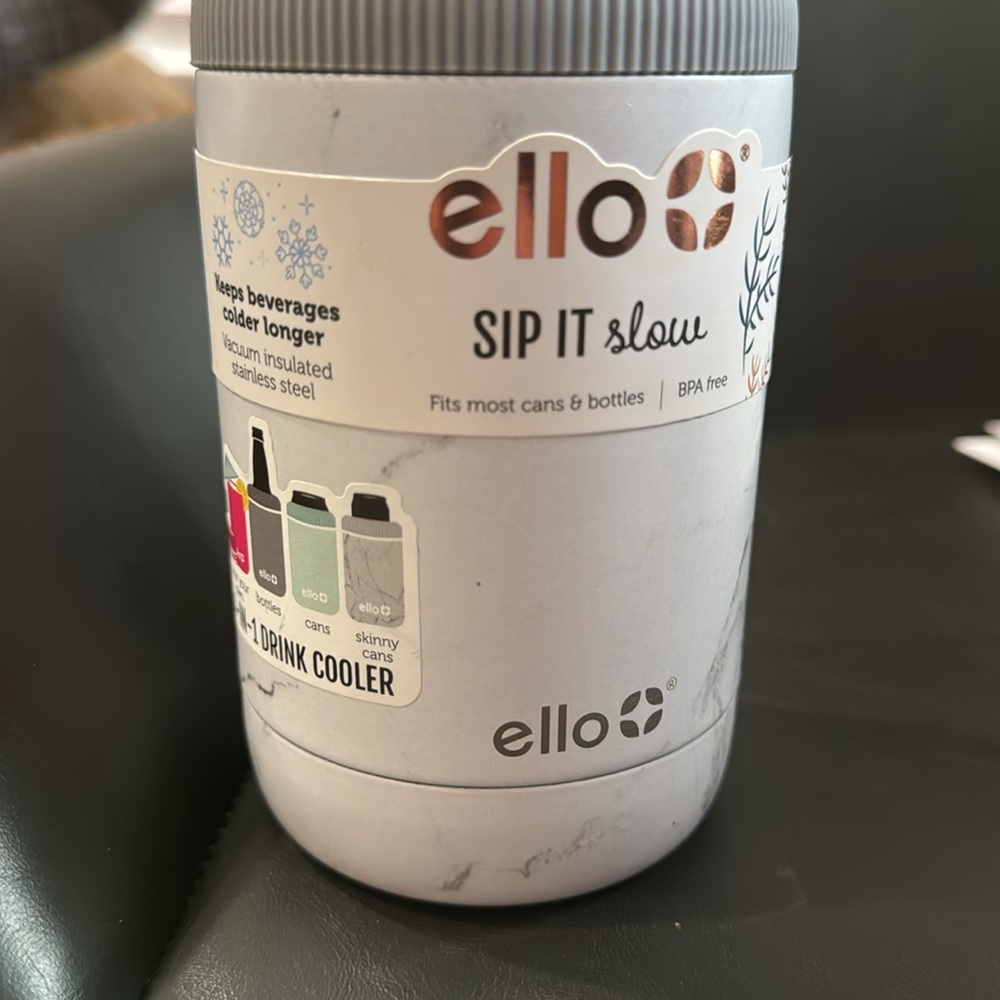 $7 add on/ NWT Ello 4-1 drink can cooler grey bottles cans skinny cans pour in - Picture 4 of 7